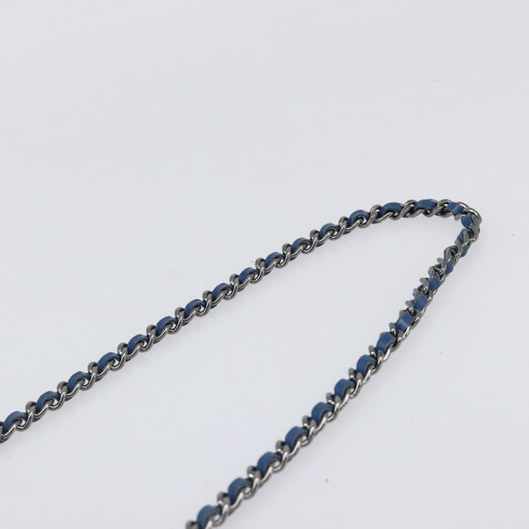 CHANEL Matelasse Trendy CC Chain Wallet Lamb Skin Blue Silver CC Auth 199460SAM