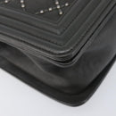CHANEL Matelasse Boy Chanel Chain Bag Leather Black Silver CC Auth 199461SAM-16