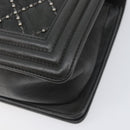 CHANEL Matelasse Boy Chanel Chain Bag Leather Black Silver CC Auth 199461SAM-17