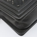 CHANEL Matelasse Boy Chanel Chain Bag Leather Black Silver CC Auth 199461SAM-10