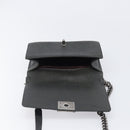 CHANEL Matelasse Boy Chanel Chain Bag Leather Black Silver CC Auth 199461SAM-19