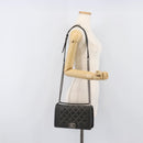 CHANEL Matelasse Boy Chanel Chain Bag Leather Black Silver CC Auth 199461SAM-24