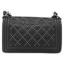 CHANEL Matelasse Boy Chanel Chain Bag Leather Black Silver CC Auth 199461SAM-2