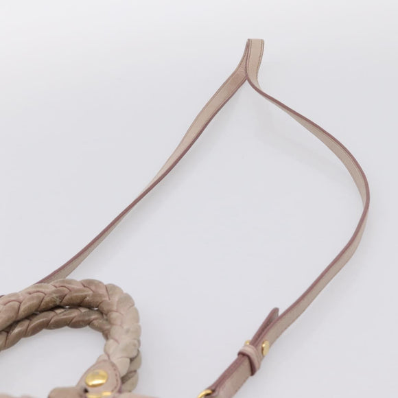 Miu Miu Matelasse Hand Bag Leather 2way Pink Gold Auth 199464A