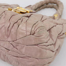 Miu Miu Matelasse Hand Bag Leather 2way Pink Gold Auth 199464A-15