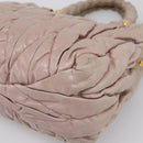 Miu Miu Matelasse Hand Bag Leather 2way Pink Gold Auth 199464A-17