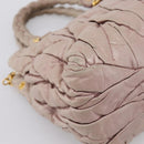Miu Miu Matelasse Hand Bag Leather 2way Pink Gold Auth 199464A-10