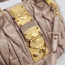 Miu Miu Matelasse Hand Bag Leather 2way Pink Gold Auth 199464A-18