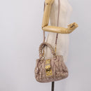 Miu Miu Matelasse Hand Bag Leather 2way Pink Gold Auth 199464A-24
