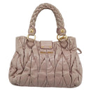 Miu Miu Matelasse Hand Bag Leather 2way Pink Gold Auth 199464A-2