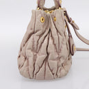Miu Miu Matelasse Hand Bag Leather 2way Pink Gold Auth 199464A-3