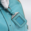 PRADA Tote Bag Leather Light Blue Silver Auth 199466V-18