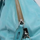 PRADA Tote Bag Leather Light Blue Silver Auth 199466V-9