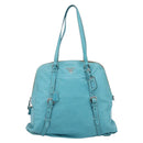 PRADA Tote Bag Leather Light Blue Silver Auth 199466V-13