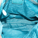 PRADA Tote Bag Leather Light Blue Silver Auth 199466V-10