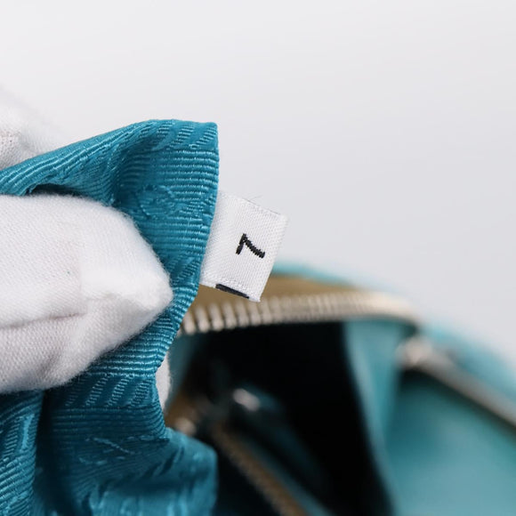 PRADA Tote Bag Leather Light Blue Silver Auth 199466V
