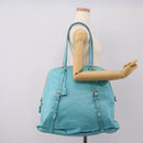 PRADA Tote Bag Leather Light Blue Silver Auth 199466V-27