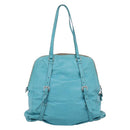 PRADA Tote Bag Leather Light Blue Silver Auth 199466V-2