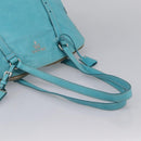 PRADA Tote Bag Leather Light Blue Silver Auth 199466V-7