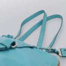 PRADA Tote Bag Leather Light Blue Silver Auth 199466V-14