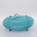 PRADA Tote Bag Leather Light Blue Silver Auth 199466V-5