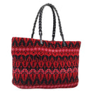 FENDI Tote Bag Wool Red Silver Auth 199467A-1