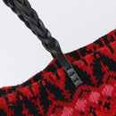 FENDI Tote Bag Wool Red Silver Auth 199467A-14