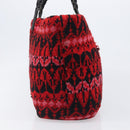 FENDI Tote Bag Wool Red Silver Auth 199467A-5