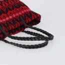 FENDI Tote Bag Wool Red Silver Auth 199467A-7