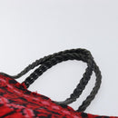 FENDI Tote Bag Wool Red Silver Auth 199467A-8