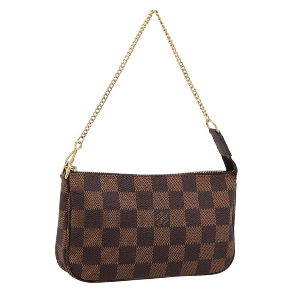 LOUIS VUITTON Damier Ebene Mini Pochette Accessory Pouch N58009 LV Auth 199474V