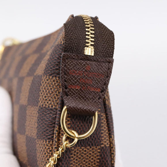 LOUIS VUITTON Damier Ebene Mini Pochette Accessory Pouch N58009 LV Auth 199474V