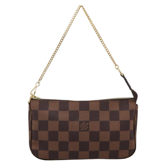 LOUIS VUITTON Damier Ebene Mini Pochette Accessory Pouch N58009 LV Auth 199474V