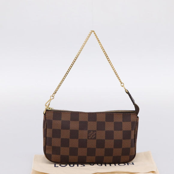 LOUIS VUITTON Damier Ebene Mini Pochette Accessory Pouch N58009 LV Auth 199474V