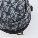Christian Dior Trotter Canvas Saddle Pouch Navy Gold Auth 199475-10