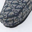 Christian Dior Trotter Canvas Saddle Pouch Navy Gold Auth 199475-11