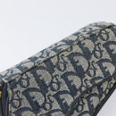 Christian Dior Trotter Canvas Saddle Pouch Navy Gold Auth 199475-12