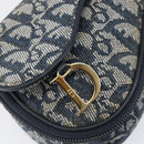 Christian Dior Trotter Canvas Saddle Pouch Navy Gold Auth 199475-13