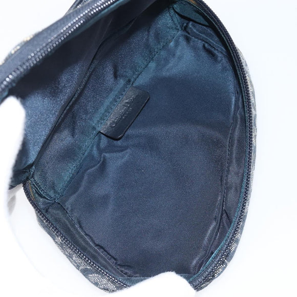 Christian Dior Trotter Canvas Saddle Pouch Navy Gold Auth 199475