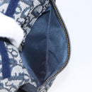 Christian Dior Trotter Canvas Saddle Pouch Navy Gold Auth 199475-20
