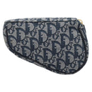 Christian Dior Trotter Canvas Saddle Pouch Navy Gold Auth 199475-3
