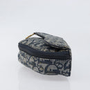 Christian Dior Trotter Canvas Saddle Pouch Navy Gold Auth 199475-4