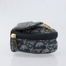 Christian Dior Trotter Canvas Saddle Pouch Navy Gold Auth 199475-5