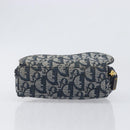 Christian Dior Trotter Canvas Saddle Pouch Navy Gold Auth 199475-6