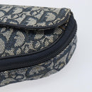Christian Dior Trotter Canvas Saddle Pouch Navy Gold Auth 199475-8