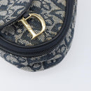 Christian Dior Trotter Canvas Saddle Pouch Navy Gold Auth 199475-9
