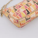 FENDI Zucchino Canvas Accessory Pouch PVC Multicolor Gold Auth 199476V-16