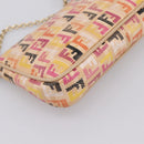 FENDI Zucchino Canvas Accessory Pouch PVC Multicolor Gold Auth 199476V-18