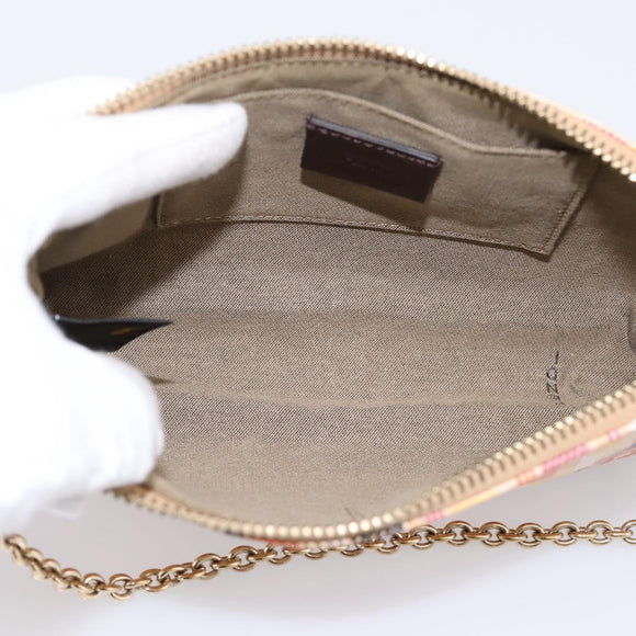 FENDI Zucchino Canvas Accessory Pouch PVC Multicolor Gold Auth 199476V