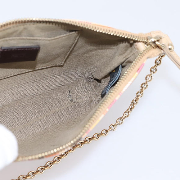 FENDI Zucchino Canvas Accessory Pouch PVC Multicolor Gold Auth 199476V